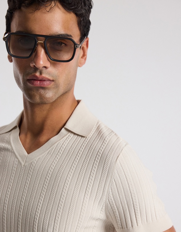 Calibre - Collared Technical Knit Polo Parchment