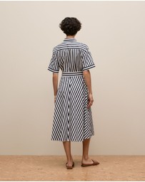 Trenery - Cotton Poplin Stripe Shirt Dress in Night Sky