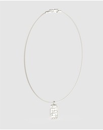 GUESS - Silver-Tone Script Onyx Pendant Necklace