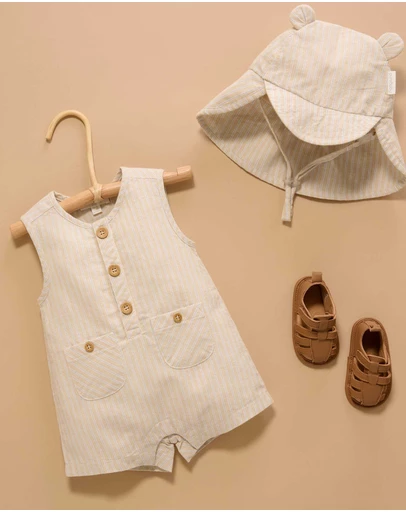 Purebaby - Linen Blend Romper -Kids-Babies