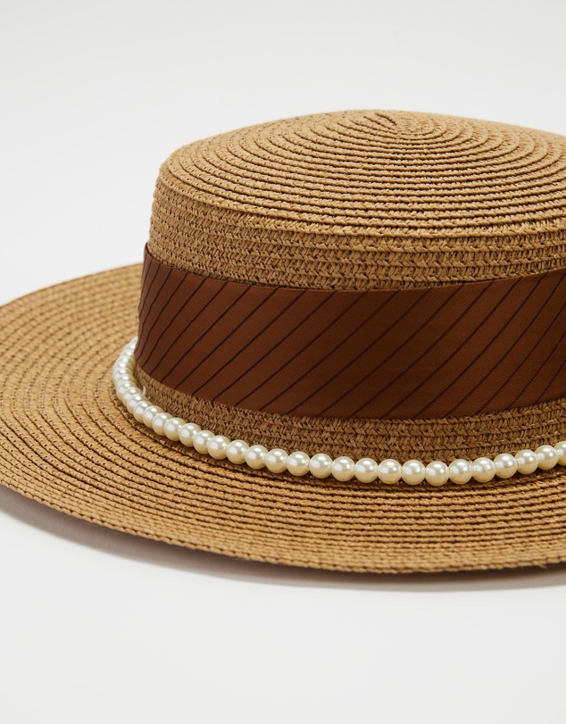 Mossée - Lucy Handmade Pearl Straw Woven Hat