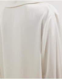 Atmos&Here - Pearl Lace Trim Long Sleeve Satin Pyjama Set