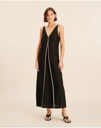 AERE - Zena Linen Contrast Midi Dress