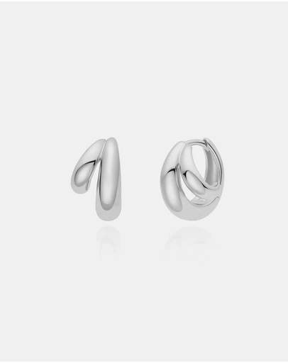 Ania Haie - Ania Haie Silver Dome Huggie Hoop Earrings