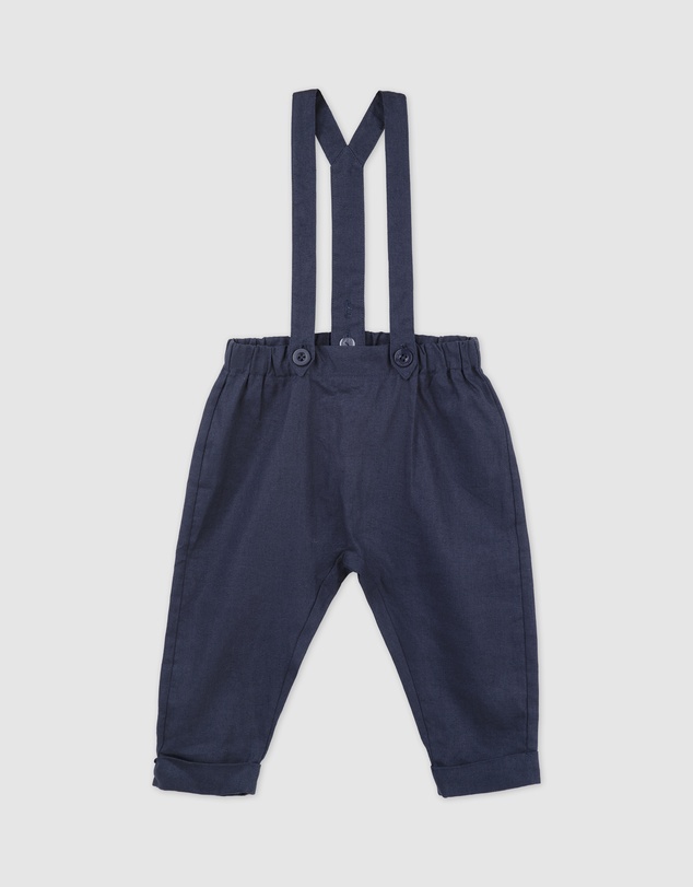Designer Kidz - Finley Linen Suspender Pants