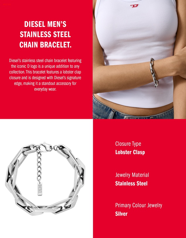 Diesel - Silver Tone Bracelet