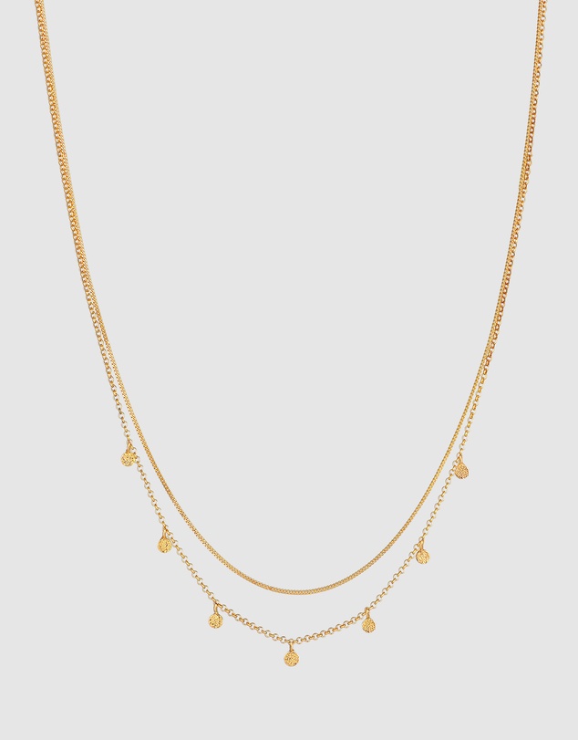 Elli Jewelry - Hammered Tag Layered Necklace in Gold-Plated 925 Silver