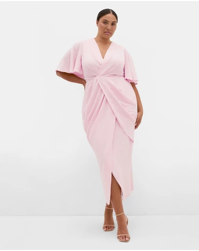 City Chic - Plus size Braelynn Drape Maxi Dress - heavenly pink