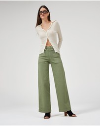 DRICOPER DENIM - Carrie Oil Green Wide Straight Leg Jeans