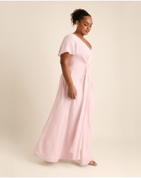 Six Stories - Knot Front Flutter Sleeve Chiffon Bridesmaid Dress