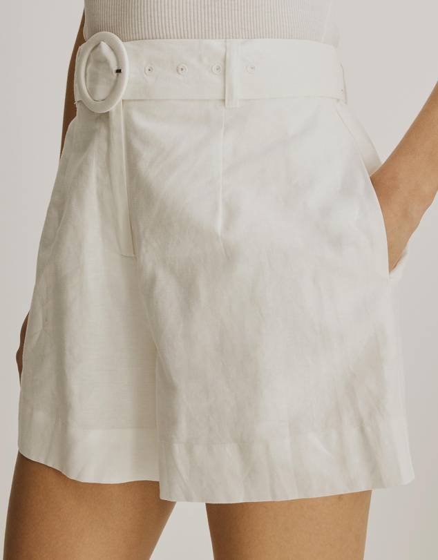 Atmos&Here - Zuri Belted Linen Blend Shorts