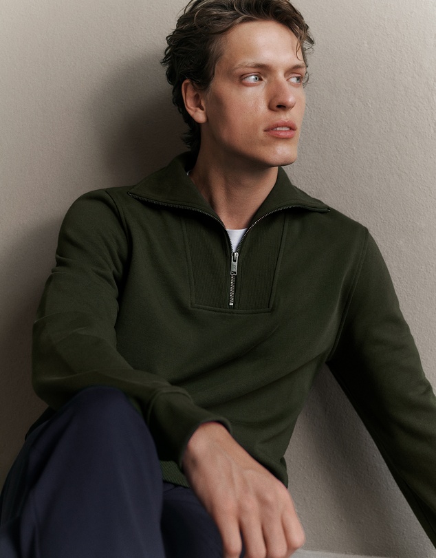 Trenery - Half Zip Sweat in Winter Moss