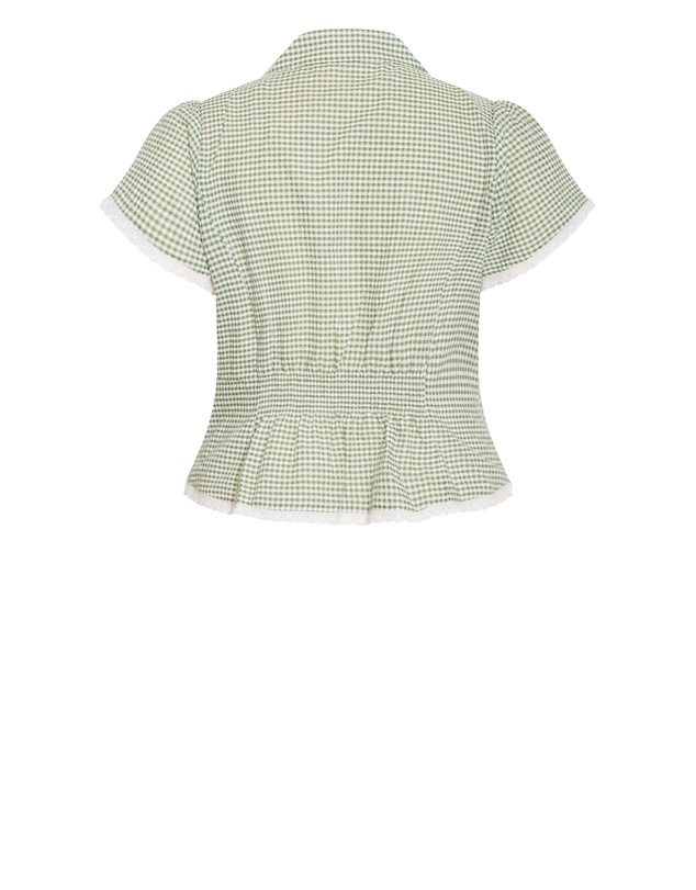 City Chic - Plus size Eliza Gingham Shirt - soft sage