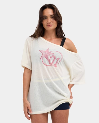 RVCA - Womens Leisure Club Off The Shoulder T-Shirt