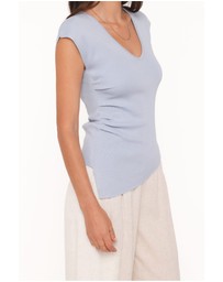 Petal & Pup - Tori Side Cinch Knitted Top - Light Blue