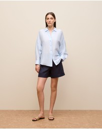 Trenery - Linen Pull On Short in Night Sky