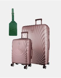 Pierre Cardin - Pierre Cardin Palais Hard Shell Medium and Cabin 2-Piece Set + Luggage Tag