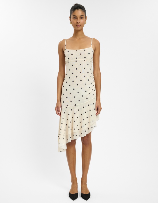 With Harper Lu - Asymmetrical Frill Midi Dress