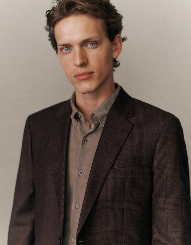 Trenery - Italian Wool Check Blazer in Red Mahogany