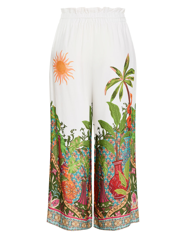 City Chic - Plus size Fools Paradise Print Wide Leg Pant - ivory