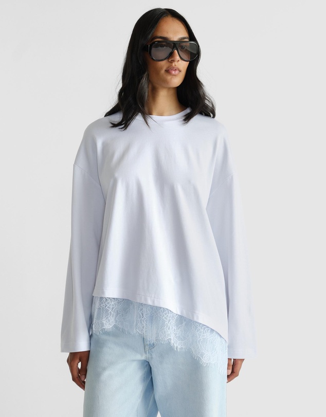 Decjuba - Sofia Lace Trim Long Sleeve Top