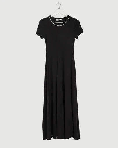 Revibe - Repaired Calli Taylor Rib Tee Midi Dress - AU 10
