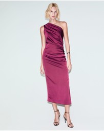 M.N.G - Asymmetrical Satin Dress With Side Slits