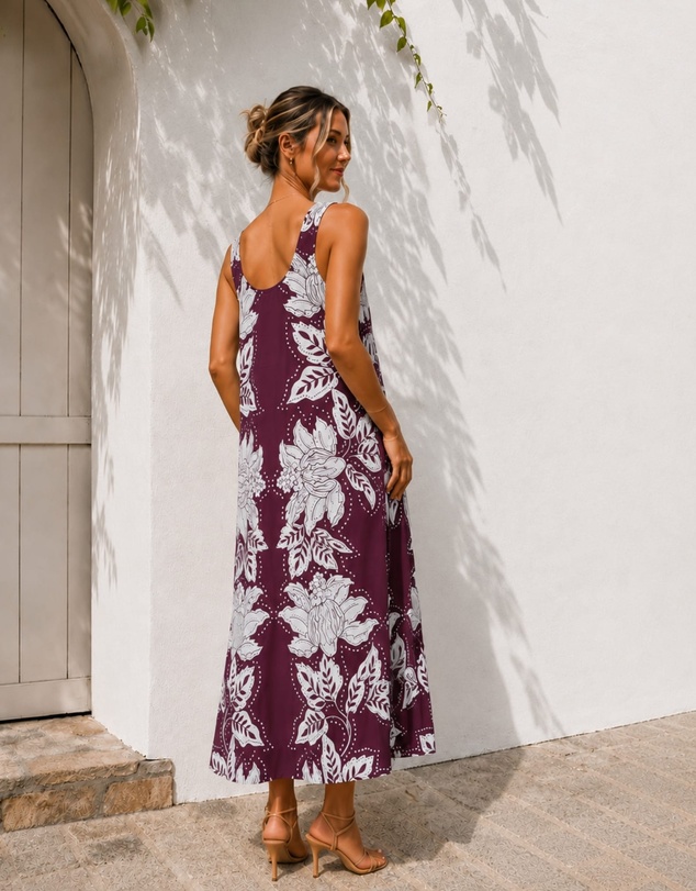 Esther & Co - Norelle Dress - Wine Floral