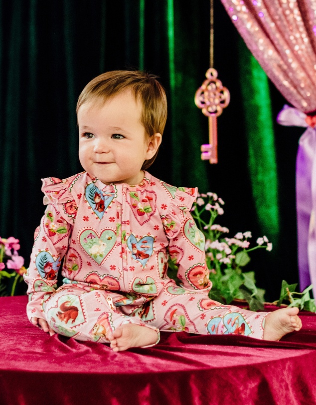 Fleur Harris - 'Woodland Love' Precious Frill Coverall in Sweet Peach