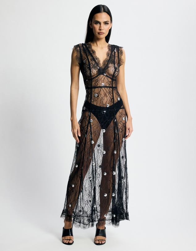 Lover - Zinnia Sheer Polka Lace Maxi Dress