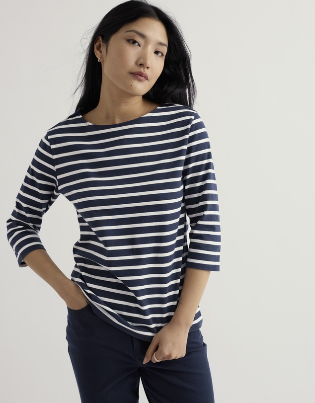 Seasalt - Seasalt Cornwall Navy Sailor 3/4 Sleeve Top Jersey