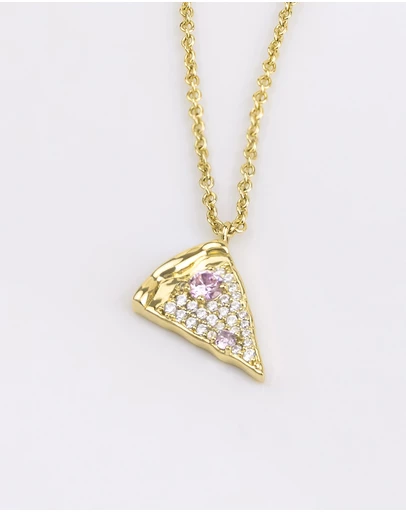 Wanderlust + Co - Pizza Slice Gold Necklace