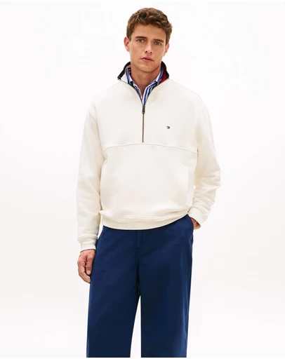 Tommy Hilfiger - Colour-Blocked Collar Terry Half-Zip Jumper