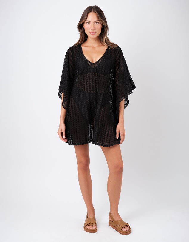 UNE PIECE - Scalloped Lace V-Neck Mini Kaftan