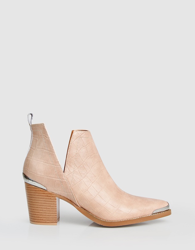 Belle & Bloom - Austin Croc Embossed Ankle Boot