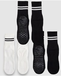 High Heel Jungle - Varsity Pilates/Yoga Grip Socks - 3 Pack
