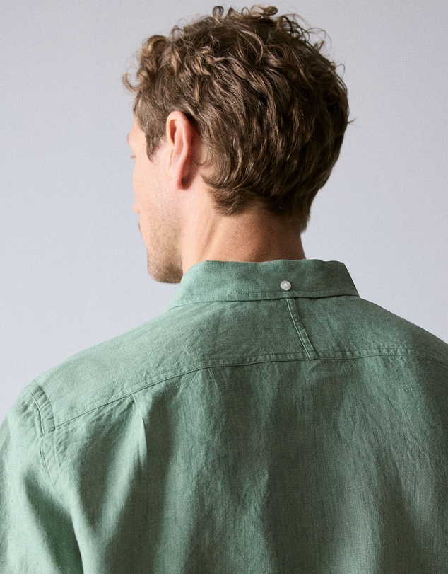 Trenery - Regular Fit Delave Linen Long Sleeve Shirt in Willow