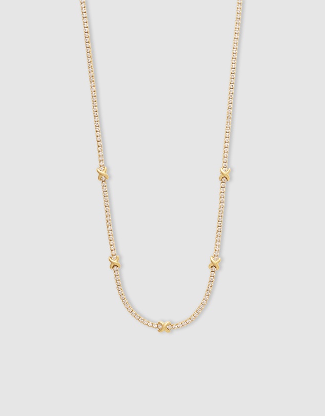 Wanderlust + Co - Pave 14K Gold Vermeil Petite Tennis Necklace