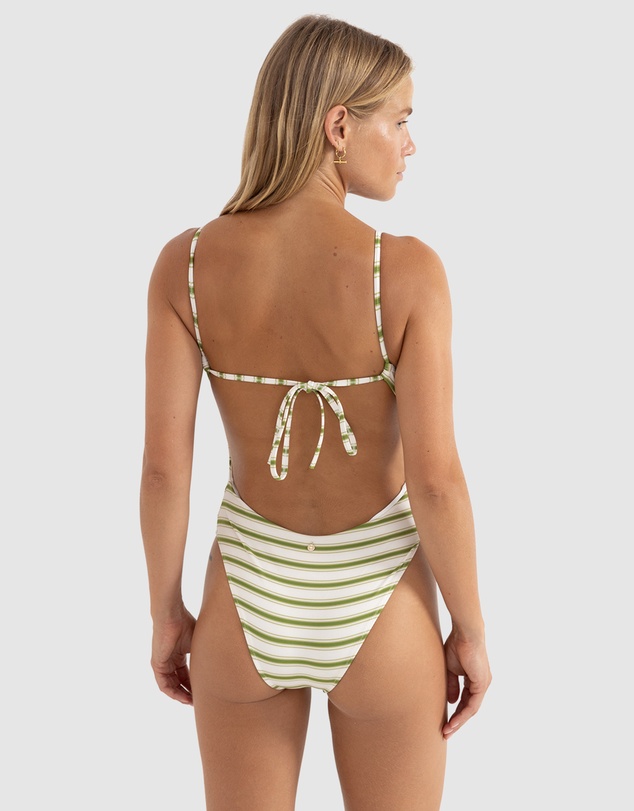 Rhythm - Tami Stripe Tie Back Minimal One Piece Swimsuit