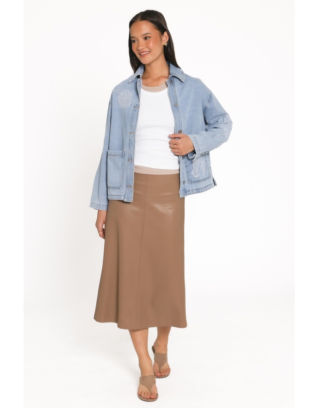 Petal & Pup - Mora Embroidered Denim Shacket - Light Wash