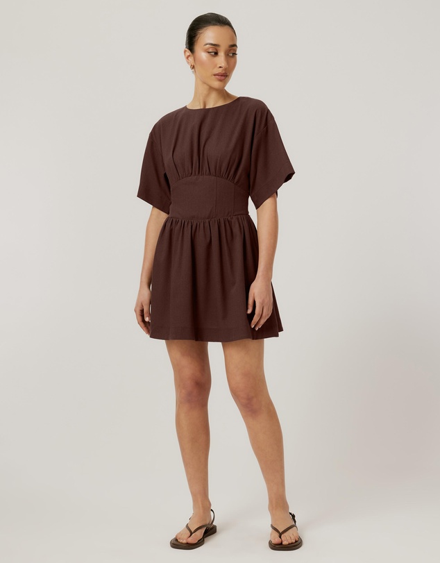 Calli - Glehn Linen Blend Mini Dress