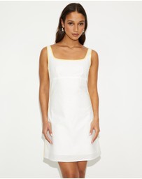 Dazie - Guava Stripe Linen Blend Mini Dress