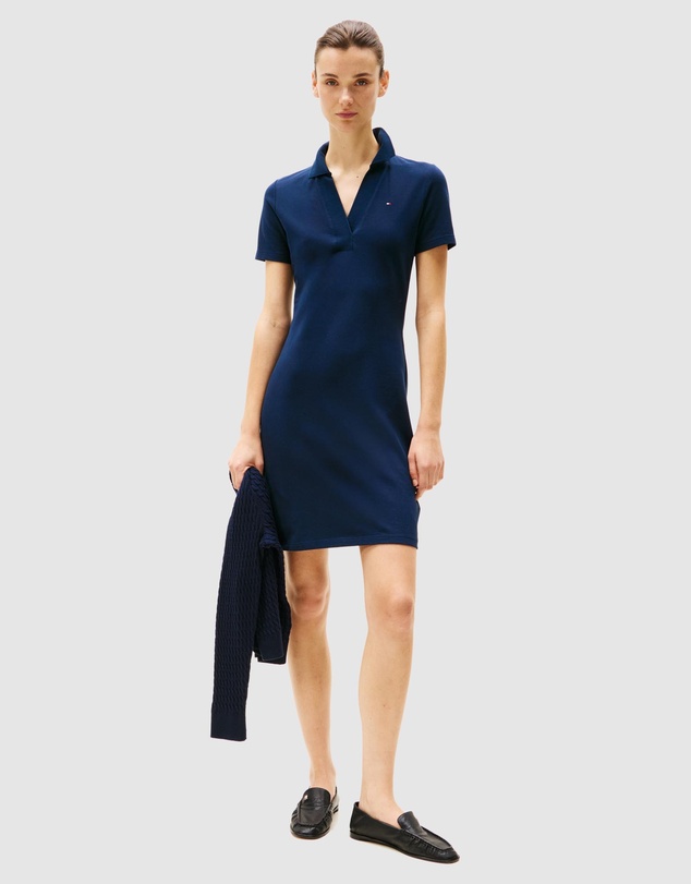Tommy Hilfiger - Slim Open V-Neck Polo Dress