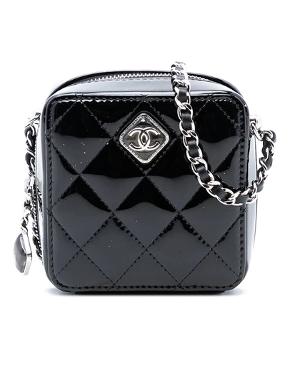 Pre-Loved by Azura Reborn - Pre-Loved CC Quilted Patent Diamond Resin Clutch With Chain