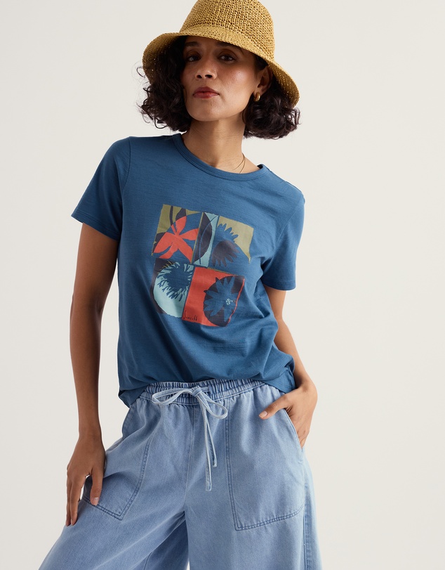Seasalt - Seasalt Cornwall Blue Printing Ink Organic Cotton T-shirt