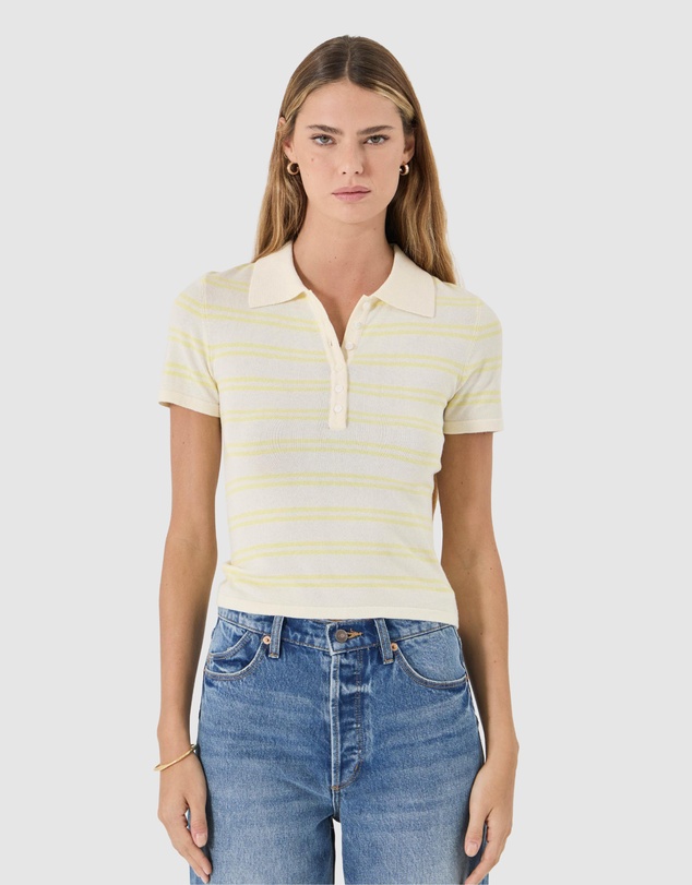 Rolla's - Lady Knit Polo Top - Pale Yellow
