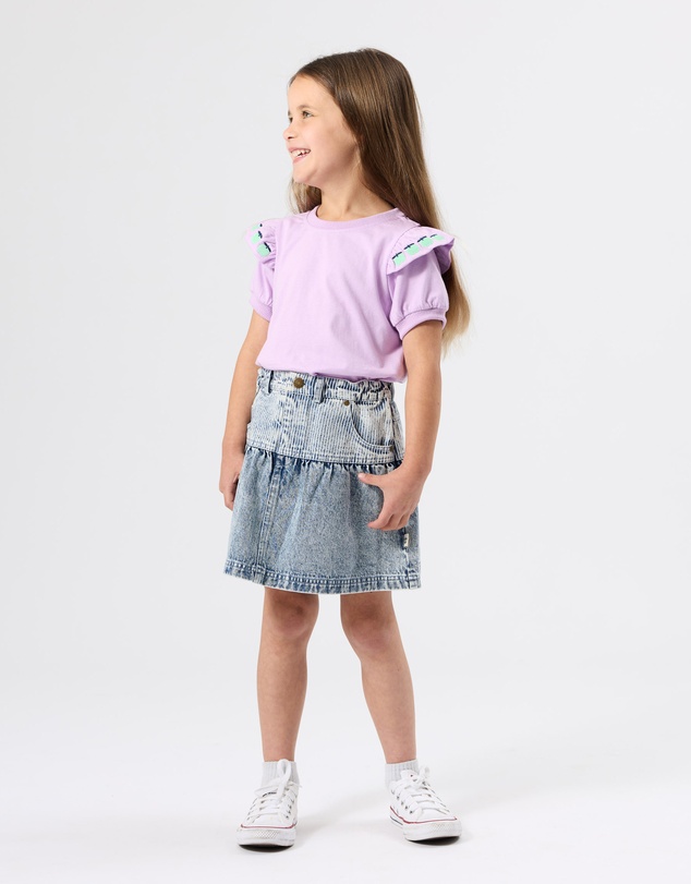 Goldie + Ace - Pinstripe Peplum Denim Skirt - Babies-Kids