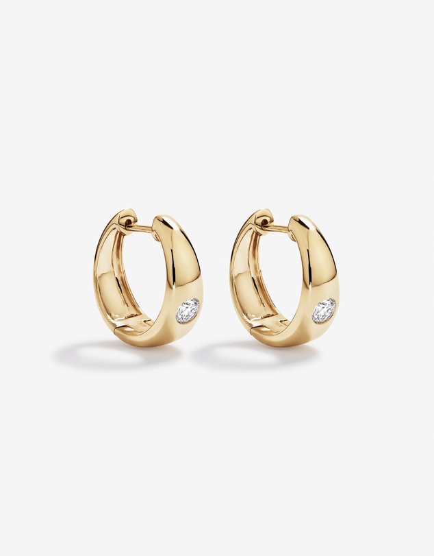 Michael Hill - 0.24 Carat TW of Laboratory-Grown Round Brilliant Diamond Huggie Earrings in 10kt Yellow Gold