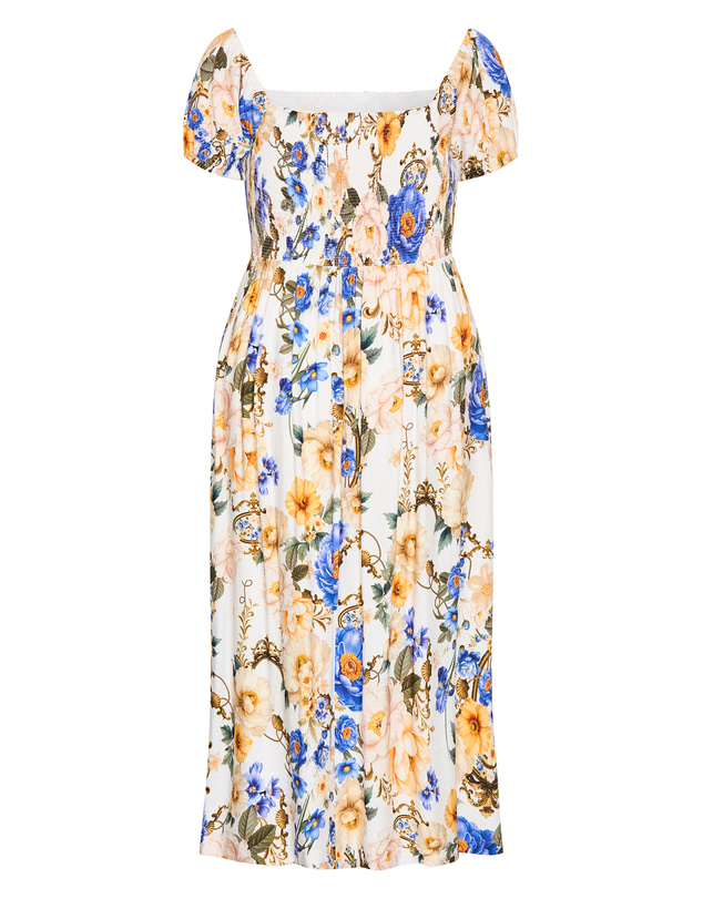 City Chic - Plus size Abbigail Regal Print Maxi Dress - ivory