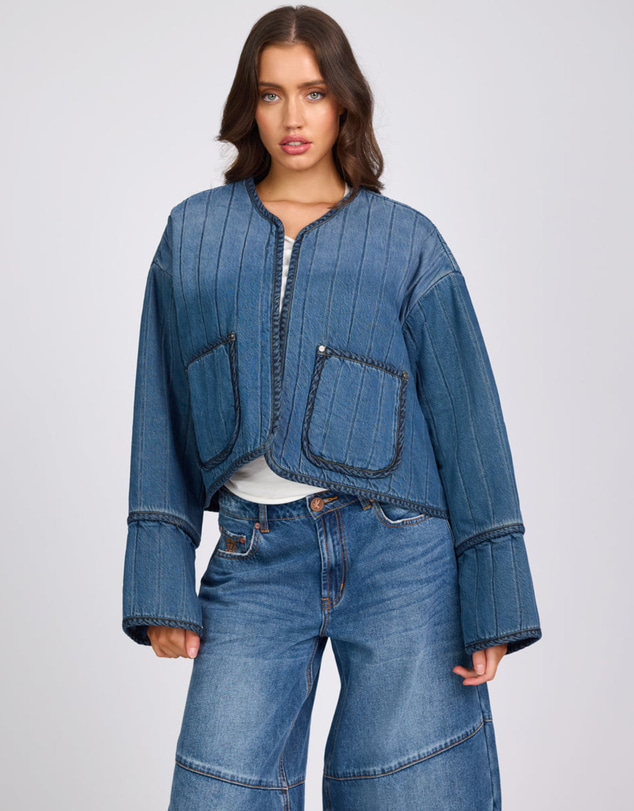 ONE TEASPOON - Denim Wadded Jacket - Deep Pacifica Blue